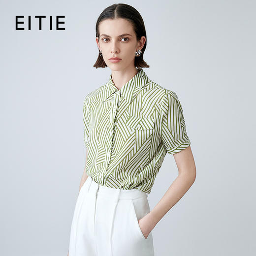 EITIE爱特爱夏季新款洋气职业干练显瘦印花衬衫上衣7809503 商品图0