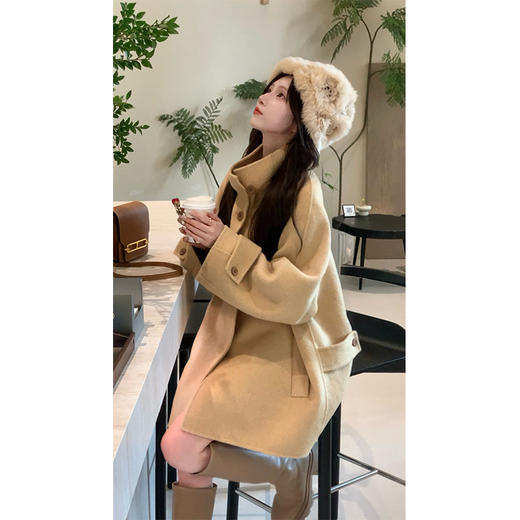 现货【格调派对】设计师高定新款牦牛绒双面呢大衣立领气质外套女 商品图1