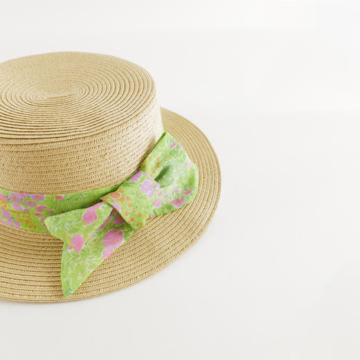 马克珍妮女童碎花蝴蝶结编织遮阳帽儿童草帽2025年夏装新款550950 商品图4