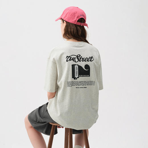 714street美式复古胶卷印花重磅纯棉短袖T恤男2025夏季新款情侣装 商品图1