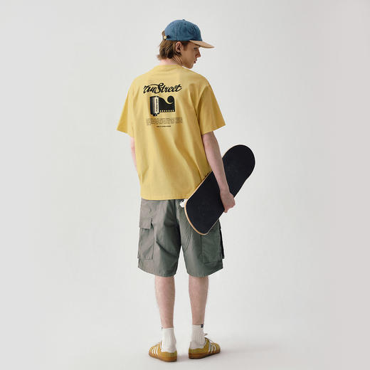 714street美式复古胶卷印花重磅纯棉短袖T恤男2025夏季新款情侣装 商品图3