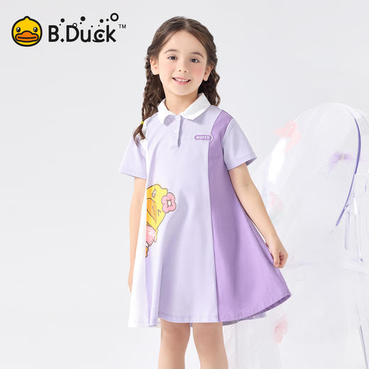 bduck小黄鸭童装夏季女童连衣裙夏季儿童运动裙子POLO领长裙105-150 FF2680015 商品图0
