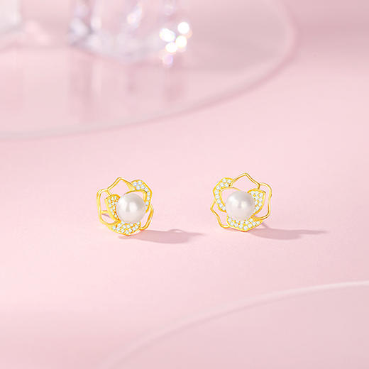 周六福花型S925淡水珍珠耳饰ZLFX091944★ 商品图4