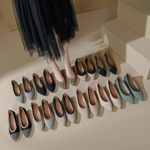 软底王妃鞋2025新款针织编织小香风尖头坡跟飞织单鞋透气女鞋平底！ 商品图0