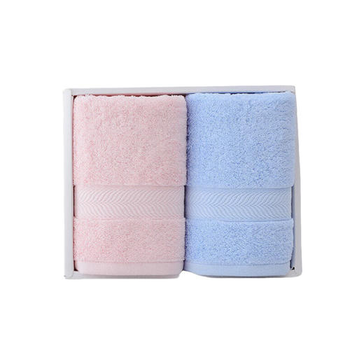 洁丽雅 纯棉毛圈毛巾2条礼盒装（ 红+兰 ）110g/条 6732 商品图0