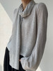 ZAANLI｜ZN10016-2 薄灰色 轻薄羊驼毛围巾宽袖针织上衣 商品缩略图4