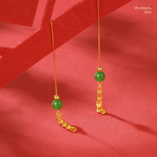 周六福S925银凤尾流苏耳线ZLFY091793★ 商品图3