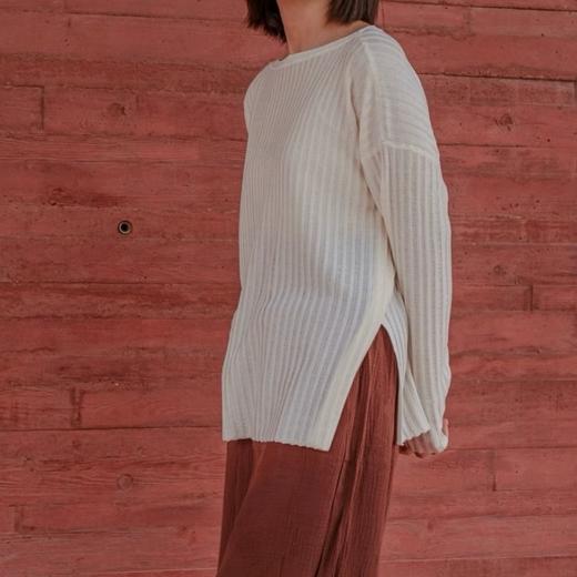 AddOne +1瑜伽休闲时尚侧开叉针织衫长袖宽松外搭女罩衫 商品图3