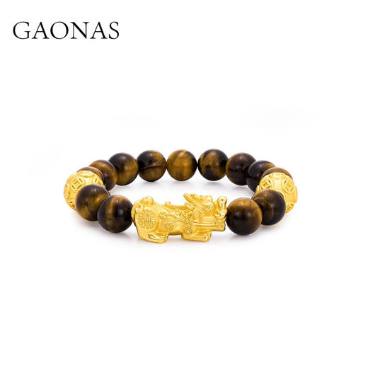 GAONAS  瑞兽献宝黑珠吞金兽金色手链11337SGO 商品图2