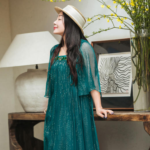 【林栖设计小店】法式刺绣连衣裙两件套真丝新中式2025春夏新品改良襦裙1952148 商品图4