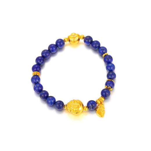 【古法文玩】足金999古法平步青云青金石珠串手链，金重约11g，克重计价，多退少补（Y.）【预售】【金价请咨询客服，克重计价都包含工费【每日金价请咨询客服】 商品图4