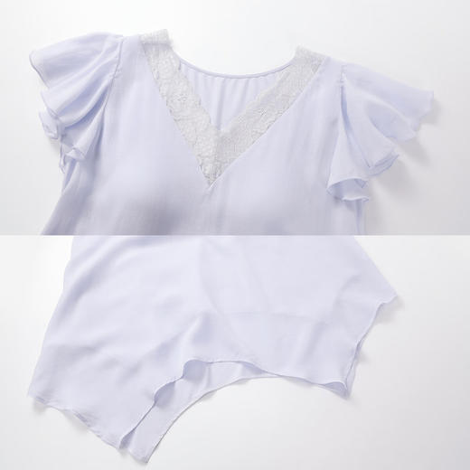 【3F】安莉芳新品莱赛尔夏季v领短袖短裙女士带杯性感家居裙EL00847 商品图4