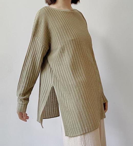 AddOne +1瑜伽休闲时尚侧开叉针织衫长袖宽松外搭女罩衫 商品图2