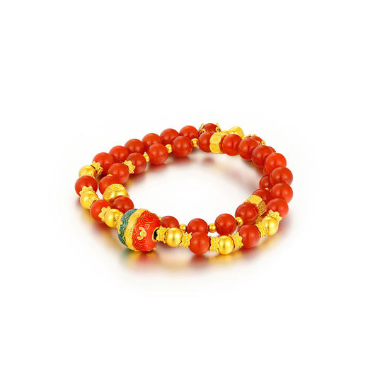 【古法文玩】红气养人，吉言皆得所愿南红鎏彩多圈珠串手链，金重约23.53g，克重计价多退少补（Y.）【预售】【金价请咨询客服，克重计价都包含工费【每日金价请咨询客服】 商品图2