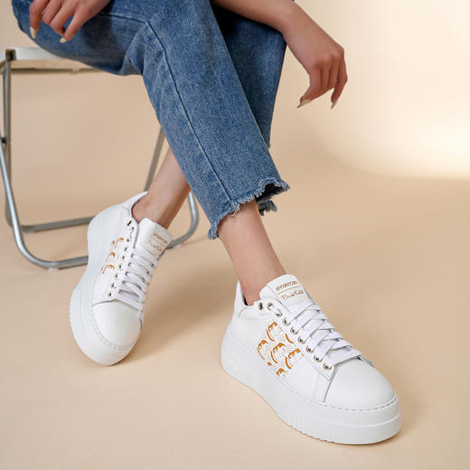 豪麟名鞋STOKTON女鞋时尚休闲鞋牛皮革683-FK白色 商品图1