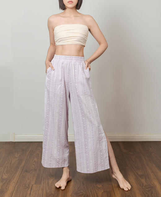 AddOneYoga·New+1瑜伽休闲时尚高腰侧开叉阔腿裤9分裤波西米亚风 商品图1