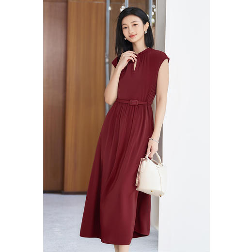 米思阳2025夏季新款时尚高级感连衣裙气质优雅安可拉红显白裙子女1516 商品图3