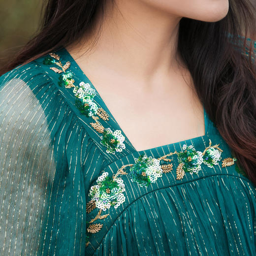 【林栖设计小店】法式刺绣连衣裙两件套真丝新中式2025春夏新品改良襦裙1952148 商品图5