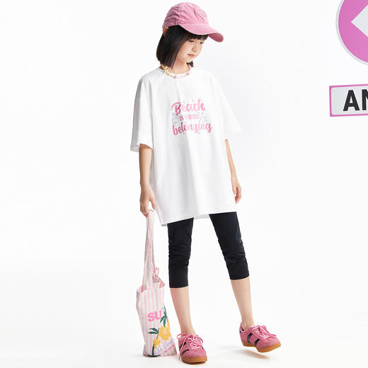 【宽松随性百搭T】女童圆领短袖针织衫夏季新款安奈儿童装小程序专享EG521151 商品图5