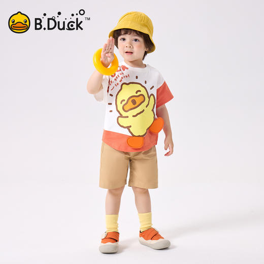 bduck小黄鸭童装夏季男童短袖T恤夏季纯棉宝宝卡通上衣儿童薄90-130 BF2601036 商品图1