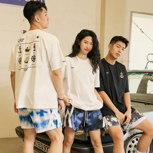 LUSHISI航海徽章主题美式复古街头速干篮球短袖经典logo潮情侣t恤 商品图2