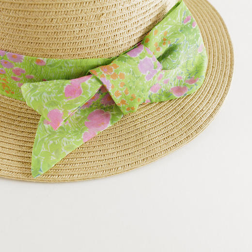 马克珍妮女童碎花蝴蝶结编织遮阳帽儿童草帽2025年夏装新款550950 商品图5