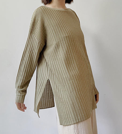 AddOne +1瑜伽休闲时尚侧开叉针织衫长袖宽松外搭女罩衫 商品图2