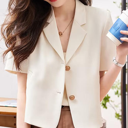 SMZ35447短袖西装外套女夏季2025新款小个子高级感小西服宽松薄款正肩上衣 商品图2