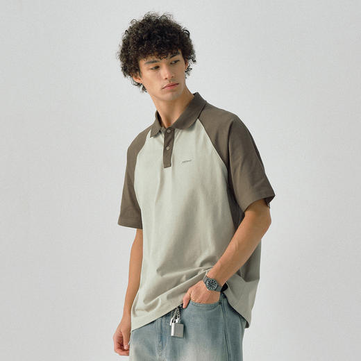 714street撞色插肩索罗娜运动POLO衫男士夏季凉感速干短袖防晒衣 商品图1