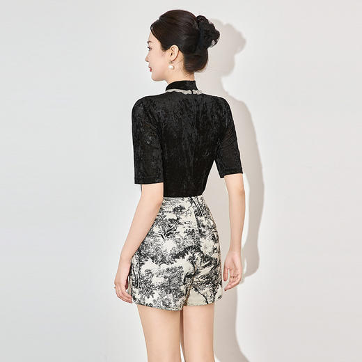 【高货wl】全新升级【铂金会员237/天猫289/差价52】(95805)洛诗琳时尚名媛气质重工暗纹银钻提花上衣高弹雅致T恤女 商品图4