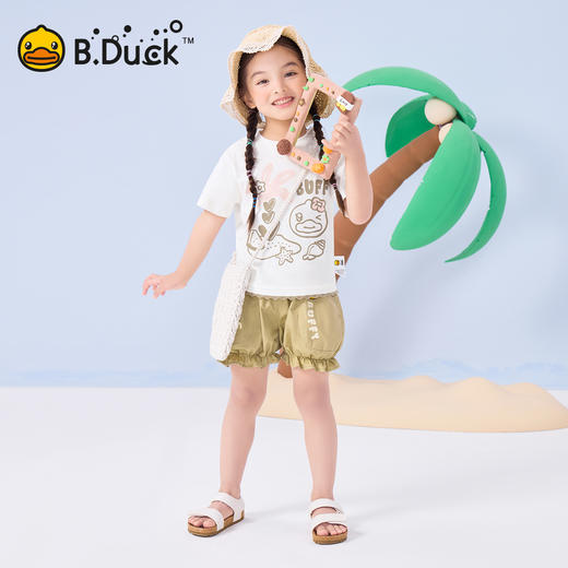 bduck小黄鸭童装夏季女童短袖t恤儿童纯棉宝宝上衣夏季半袖t90-130 FF2601083 商品图1