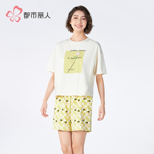 都市丽人亲情蜜语女士棉质短袖套装薄40支TC拉架短袖类LHH9B8 商品图1