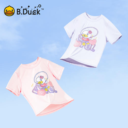 bduck小黄鸭童装夏季女童短袖T恤防晒上衣儿童半袖中小童夏装110-160 FF2601955 商品图1