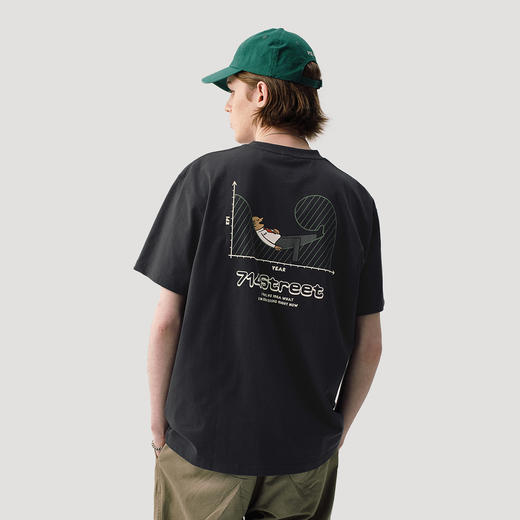 714street美式复古图表印花重磅纯棉短袖T恤男2025夏季新款情侣装 商品图2