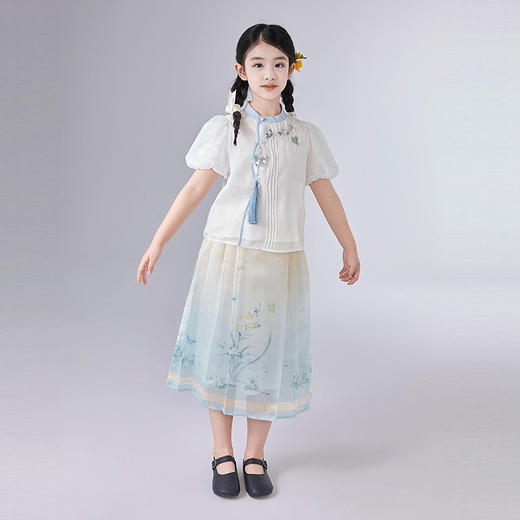 笛莎Deesha 童装女童套装2025夏新款女童新中式国风长马面套装 商品图1