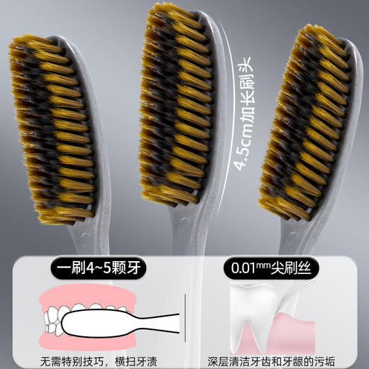 爆款轻奢加长大头牙刷成人家庭装中毛防滑手柄 商品图3
