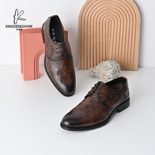 经典鲨2025年春季新品男士系带平底舒适帅气正装商务皮鞋KW251-513011 商品图0
