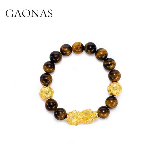 GAONAS  瑞兽献宝黑珠吞金兽金色手链11337SGO 商品图0