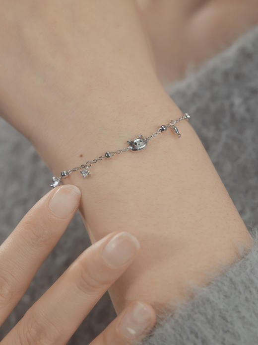 卡蒂罗/KADER 猫咪时光手链  萌趣爱恋可爱俏皮小猫wink可调节ins风手饰 甜美百搭简约原创设计配饰 925银 商品图2