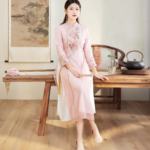 中国风改良中式，复古改良奥戴旗袍禅意连衣裙FL6311 商品图1