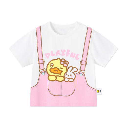 bduck小黄鸭童装夏季女童短袖T恤宝宝上衣儿童夏装纯棉半袖上衣薄90-130 FF2601068 商品图3