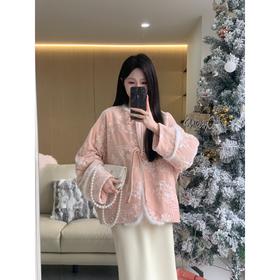 现货【冬宜雪】设计师高定90白鸭绒水貂毛条新中式保暖羽绒外套