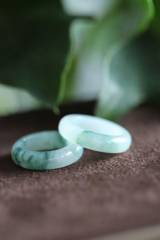 米马自己开料定做的 飘蓝花翡翠戒指 商品图6