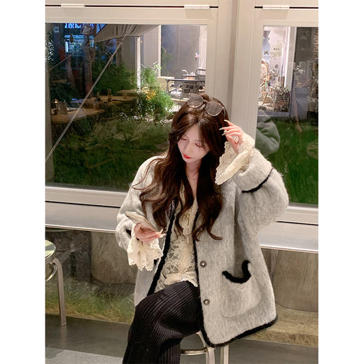 金蘑菇菇 【赫拉小姐】设计师高定香香风羽绒时髦矜贵感门襟水貂毛外套 商品图0