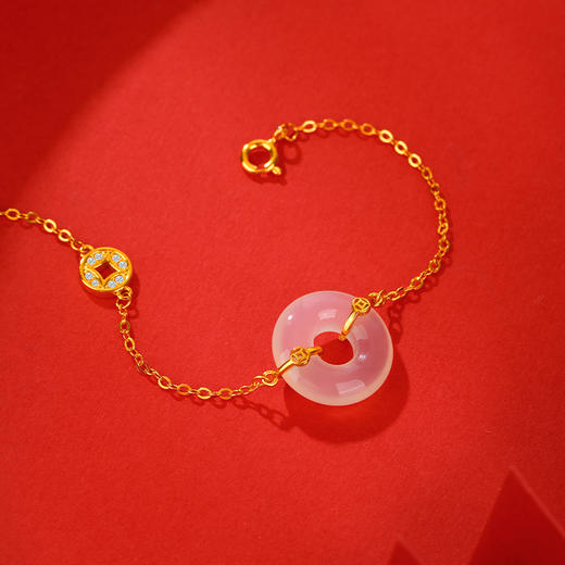 周六福S925银招财平安扣玉髓手链ZLFJ071876★ 商品图3