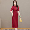 洋气优雅红色，气质修身时尚喜婆婆改良旗袍QYM-AH5137JNL536 商品缩略图1
