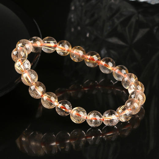 来财～天然金发晶手串发晶顺发招财之石圆珠素圈手链百搭饰品 商品图6