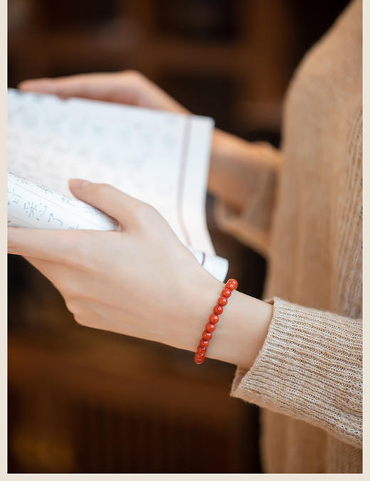 吉祥南红～天然凉山南红玛瑙手串小米珠单圈转运男女款极细柿子红节日手链 商品图5