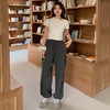 【夏季慵懒，茶歇风】【时髦百搭，不挑人】春夏新款复古高腰抽绳工装裤女宽松松紧腰显瘦拖地直筒阔腿休闲裤100% 商品缩略图9