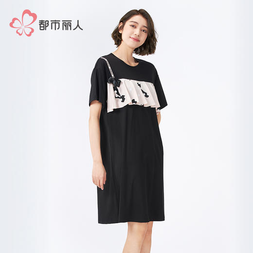 都市丽人生活家居女士棉质短袖裙薄32支CVC单面短袖类LHH6E8 商品图2